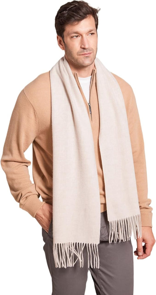 Alashan Cashmere Ultra-Fine Merino Wool and Cashmere Blend Woven Scarf -Luxe fabric-Lightweight- 72" x 12"