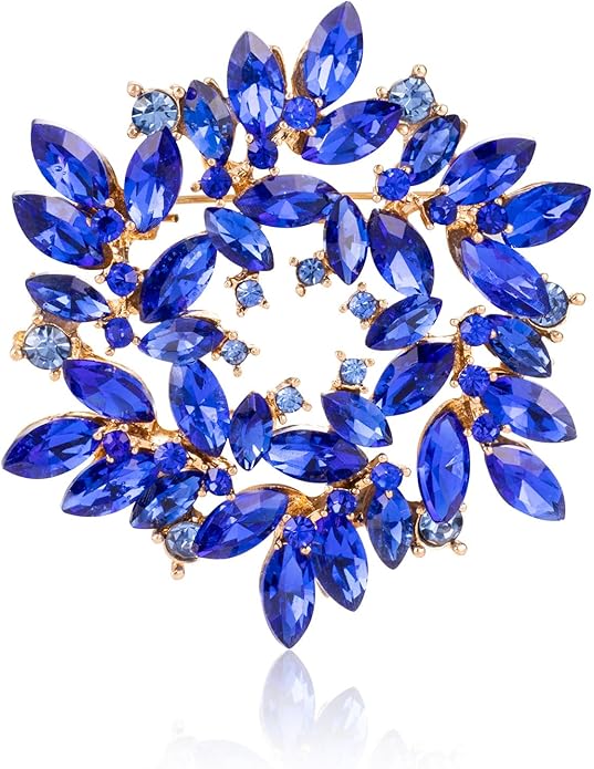 LAXPICOL Fashion Sparkly Austrian Crystal Flower Brooch Pin for Women Elegant Wedding Bridal Broach Pin 2"*2"