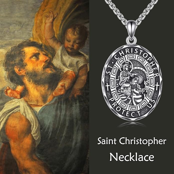 YFN Patron Saint Necklace Sterling Silver Amulet Medal Pendant Religious Protector Jewelry Gifts for Women Men