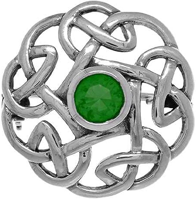 Sterling Silver Brooch Celtic Knotwork Design Genuine Amethyst Gemstone Pin Branded Gift Box