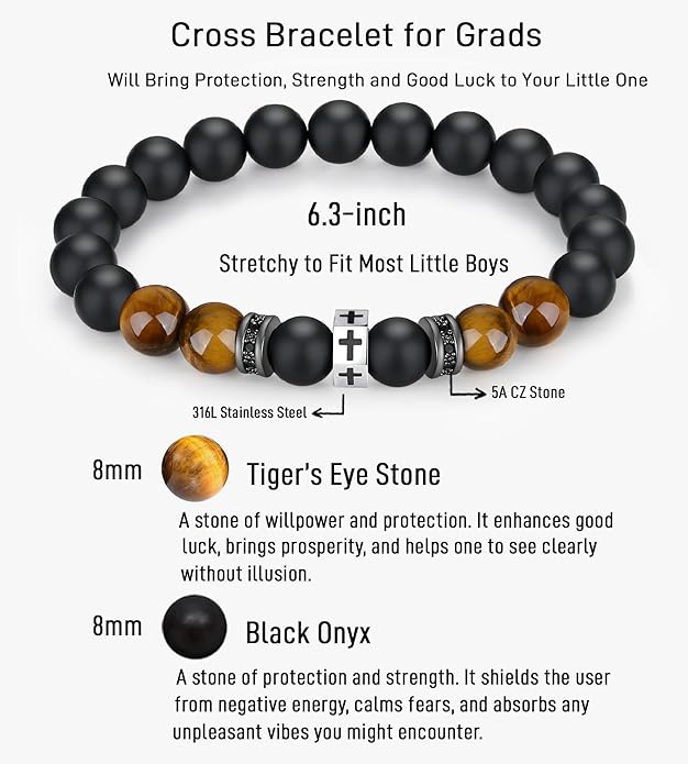 TONY & SANDY Cross Bracelet Men Cool Valentines Day Gifts for Him Teen Boys Son Grandson Nephew, Birthday Easter Christmas Gifts for Teen Boys Adults Men