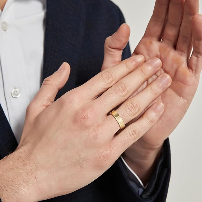 TRUMIUM 2mm 4mm 6mm Tungsten Rings for Women Men's Wedding Bands 24K Gold Plated Beveled Edges Flat High Polished Comfort Fit Size 5-14