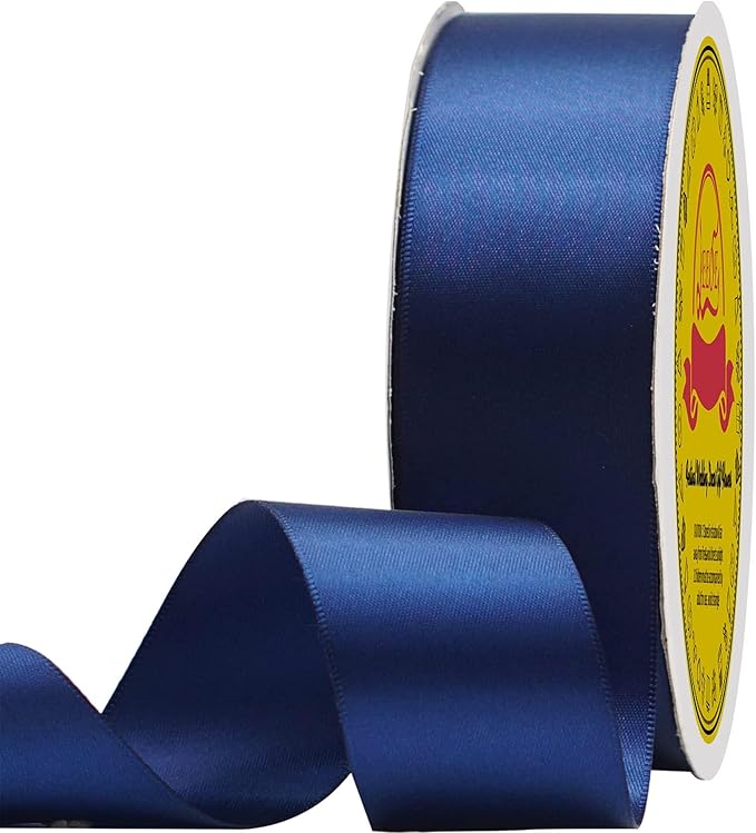 LEEQE Double Face Satin Ribbon 1-1/2 inch X 50 Yards Polyester Navy Blue Ribbon for Gift Wrapping Very Suitable for Weddings Party Hair Bow Invitation Decorations and MoreDecorations and More