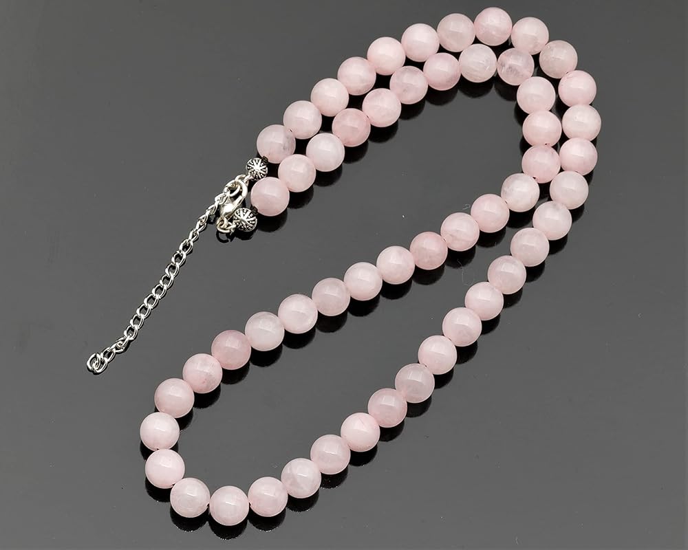 Natural Rose Quartz Beaded Choker, Genuine Pink Crystal Necklace, Fancy Gemstone Choker, 8mm Beads, Unique Fashion Jewelry, Healing Crystal Chakra Necklace, Durable Stone Necklace, Taurus Necklace