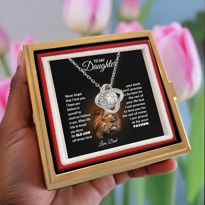 To My Beautiful Daughter Necklace from Mom & Dad | Cubic Zirconia Pendant with Heartfelt Message Card & Gift Box | Daughter Birthday, Graduation, Christmas Jewelry Gift from Parents