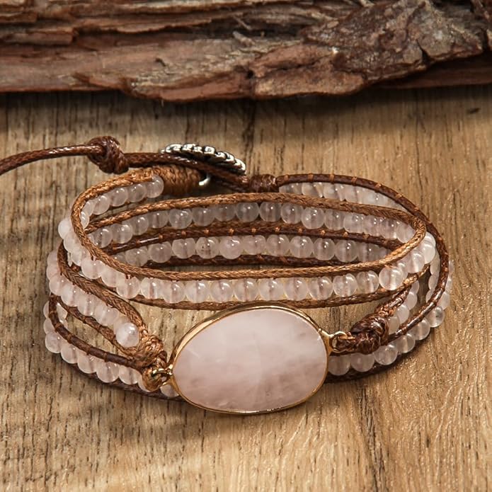 ZOSOJONA Boho Wrap Bead Bracelet for Women - Handmade Adjustable Natural Stone Beaded Bracelets Rope Yoga Healing Bracelet Bangle Hippie Jewelry