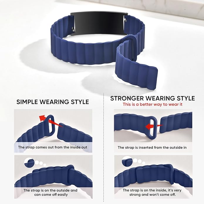 Comfortable Medical ID Bracelet for Men & Women - Custom Engraved Silicone Strap Comfort Fit Medical Alert Bracelets for Sports,Adjustable Waterproof Customizable Wristband for Diabetic