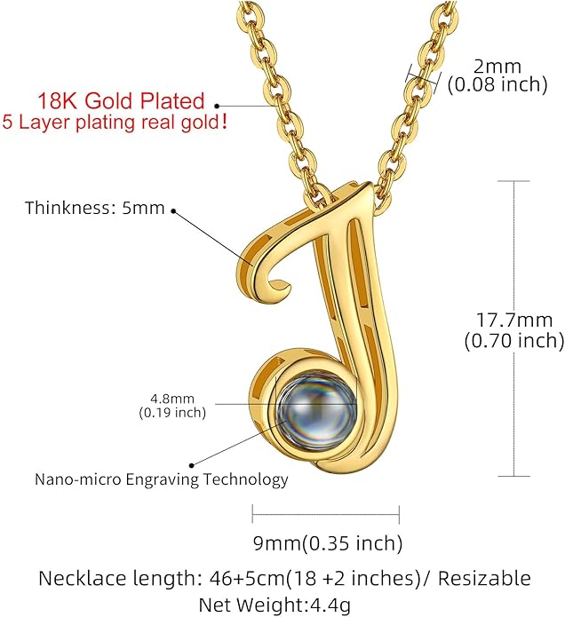 Custom4U Personalized Initial Picture Necklace for Women, Projection Necklace with Picture Inside, Gold/Silver Letter Pendant Necklace, Custom Photo Gifts for Mom Wife Birthday Valentines