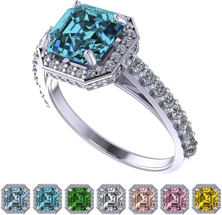 NANA Jewels Sterling Silver Engagement Rings for Women - Choose Simulated Morganite, Citrine, Aquamarine & More