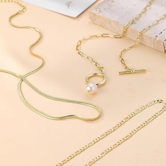 Gold/Silver Layered Necklaces for Women,Dainty 14k Gold Plated Stackable Choker Necklaces for Women,Trendy Layering Coin Chain Pendant Jewelry Set Gifts