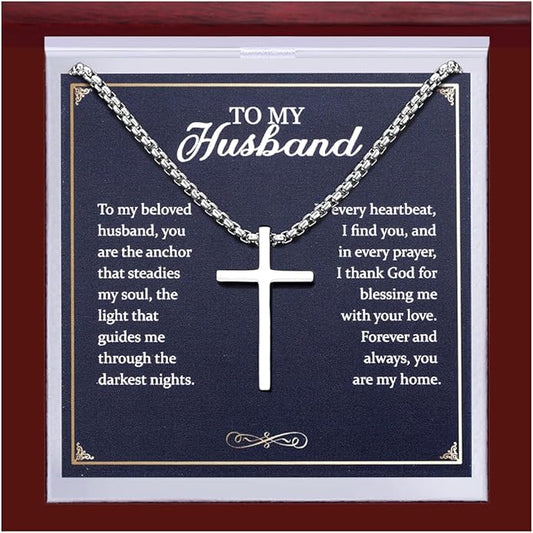 TEN MIRO S925 Sterling Silver Cross Necklace for Men Solid Sterling Silver Cross Pendant Necklace Boys Mens Cross Necklace Jewelry Gifts with Box & Card Birthday Anniversary Christmas Father's Day