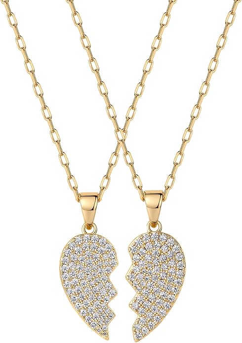 PAVOI 14K Gold Plated Cubic Zirconia Heart Necklace | Cute Dainty Love Pendant Necklaces for Women