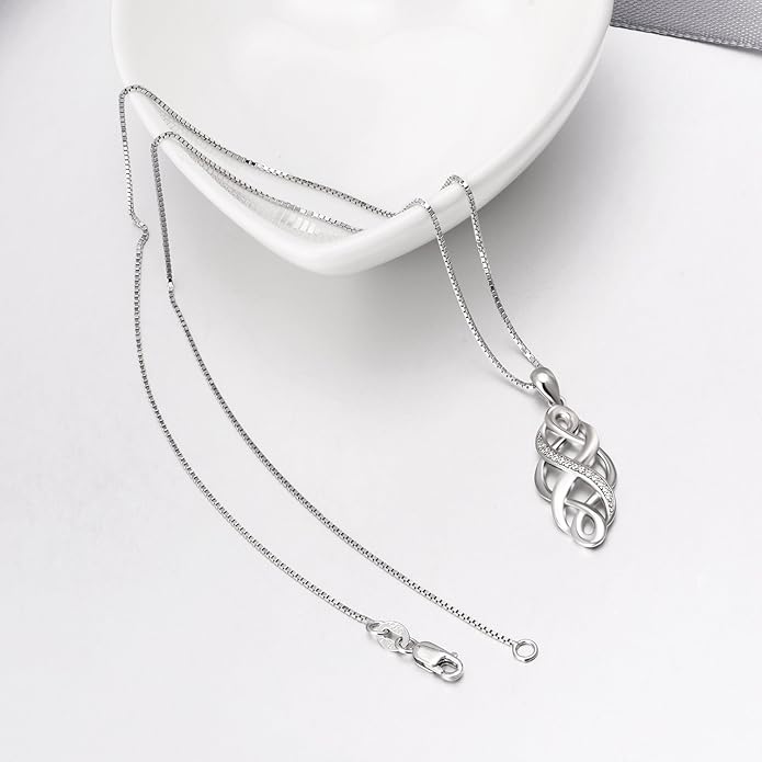 YFN Irish Celtic Knot Created Opal Pendant Necklace Sterling Silver Black Necklaces for Women Men 18"