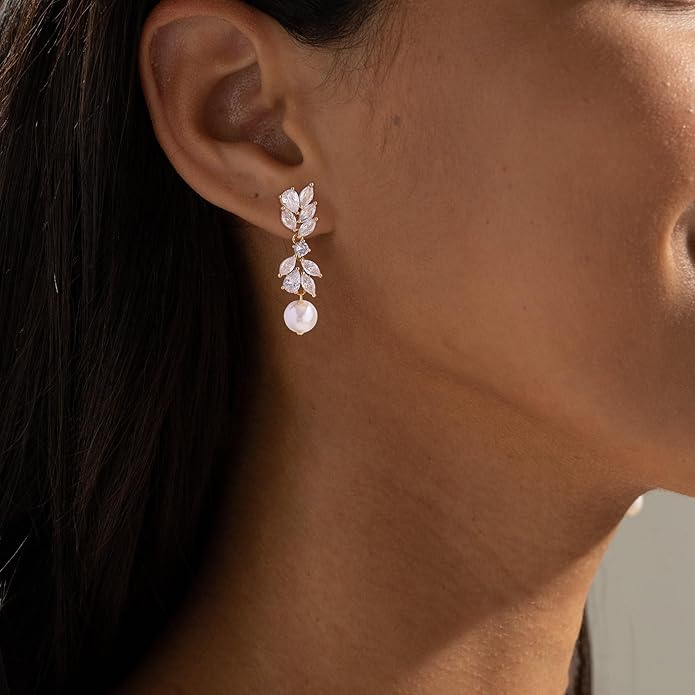 14K Gold Plated Butterfly Dangle Earrings for Women - Dainty, Trendy, Hypoallergenic CZ Drop Earrings - Simple Long Dangling Jewelry