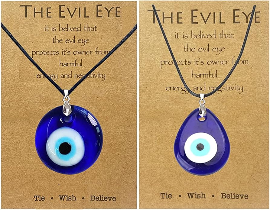 Long tiantian Evil Eye Necklace for Women Men Necklace Evil Eye Jewelry Blue Turkish Glass Leather Rope Pink Lucky Protection Necklace Jewelry Valenty Day Gifts for Men Women
