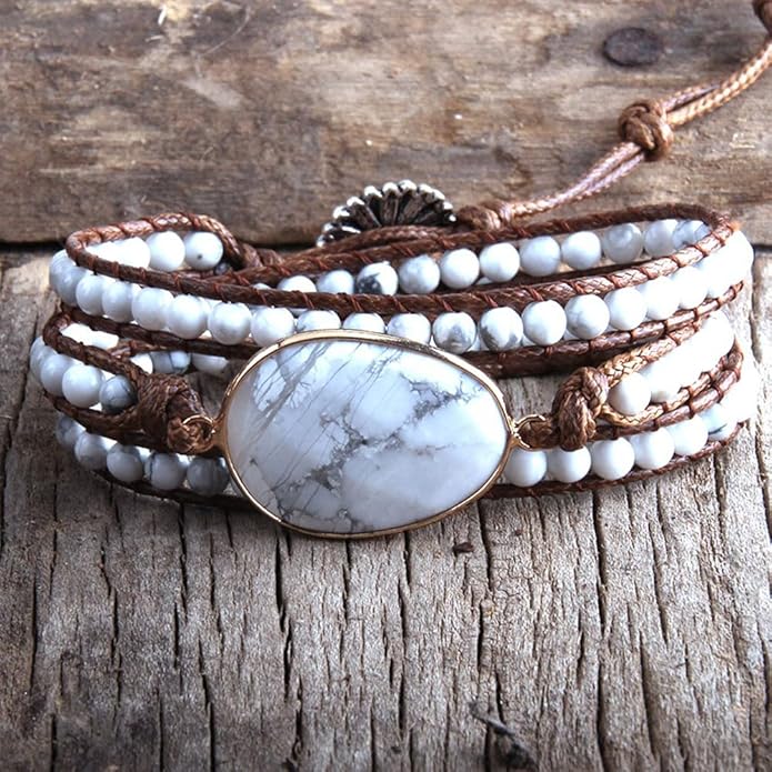 ZOSOJONA Boho Wrap Bead Bracelet for Women - Handmade Adjustable Natural Stone Beaded Bracelets Rope Yoga Healing Bracelet Bangle Hippie Jewelry