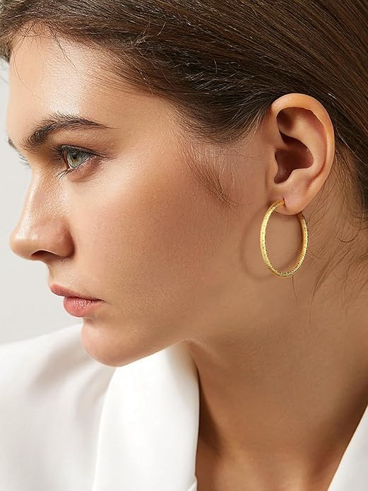 PROSTEEL 30/40/60/80/100mm Chunky Hoop Earrings For Women Gold Plated/Black Stainless Steel Hoops Earrings Statement Jewelry