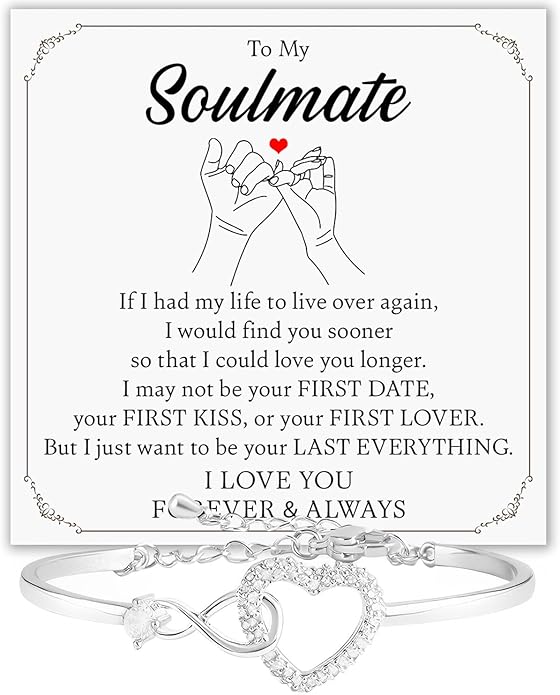 To My Soulmate Bracelet For Women With Heartfelt Message Card & Elegant Box, Bracelet For Girls, Soulmate Birthday, Wedding, Christmas Jewelry Gift From Boyfriend, Husband