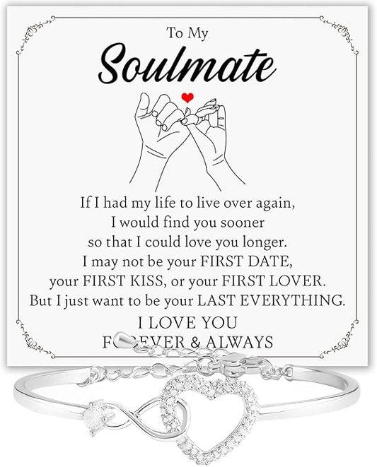 To My Soulmate Bracelet For Women With Heartfelt Message Card & Elegant Box, Bracelet For Girls, Soulmate Birthday, Wedding, Christmas Jewelry Gift From Boyfriend, Husband