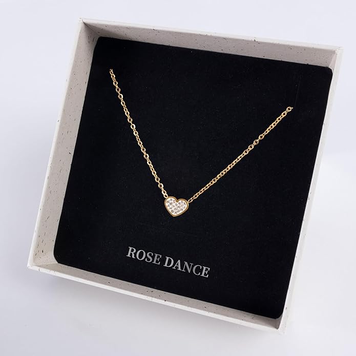 ROSEDANCE Heart Necklace for Women, 14K Gold Plated Dainty Heart Necklace, Tiny Love Symbol Pendant Choker, Minimalist Dainty Jewelry Gift, Valentines Day Anniversary Birthday