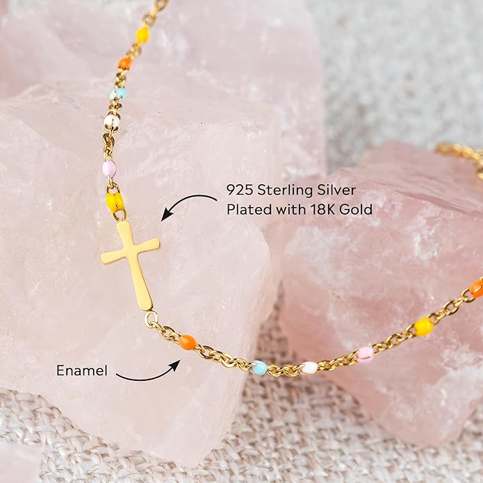 STORYJEWELLERY Religious & Christian Gifts for Women, Christmas Gifts for Women, Sterling Silver Cross Bracelets, Confirmation and Baptism Gift, Christian Jewelry