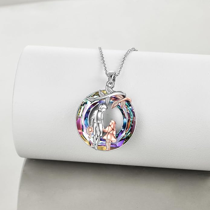 AOBOCO Gifts for Sister 2 3 Sisters Necklace for Women Sterling Silver Sister Crystal Pendant Jewelry Birthday Christmas Gifts for Friend Female Friendship Lasts Forever