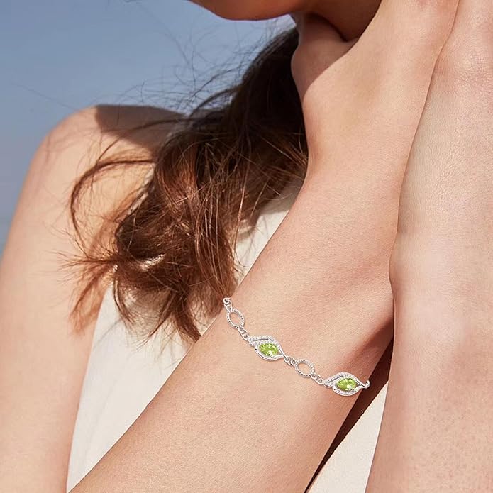 PRAYMOS Birthstone Bracelets for Women Mom Mother's Grandma Sterling Silver Women's Bracelets Birthstone Jewelry Gifts