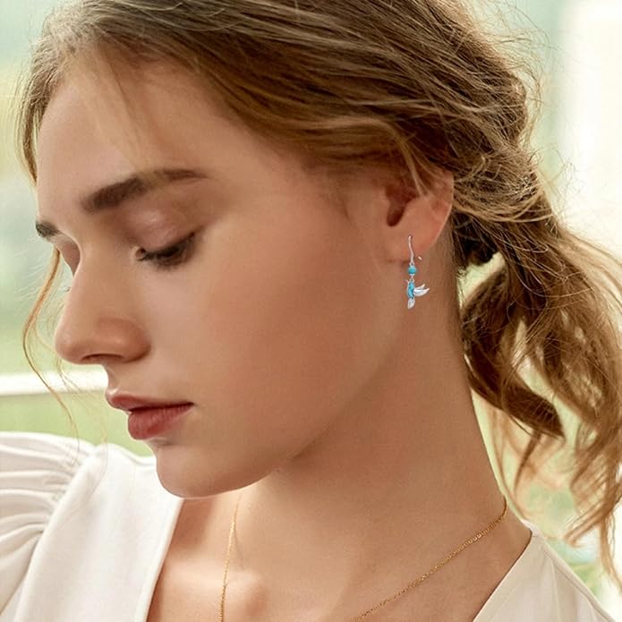 PROESS Turquoise Earrings 925 Sterling Silver Owl/Dragonfly/Butterfly/Hummingbird Earrings Butterfly Jewelry Gifts for Women Christmas Mothers Day