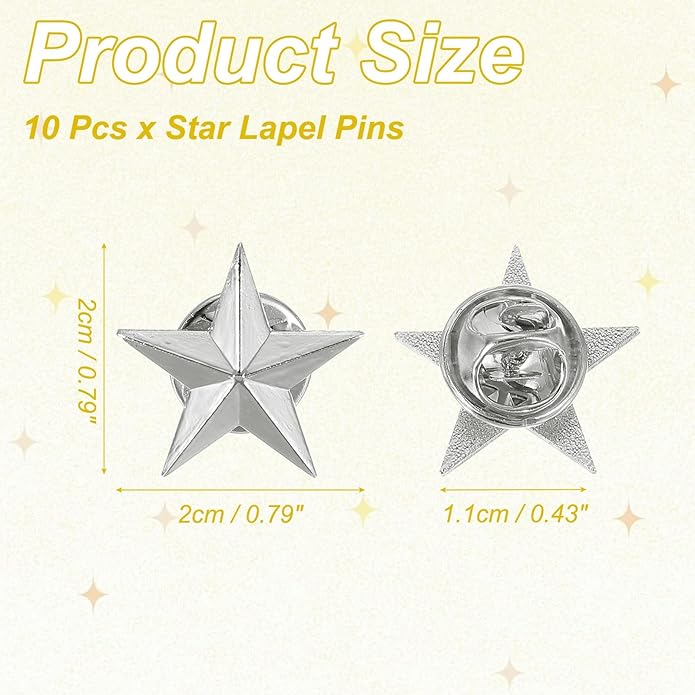 uxcell Star Lapel Pins, Award Pins Star Badge for Men Women Backpacks Hats Jackets Costume Accessories Gifts