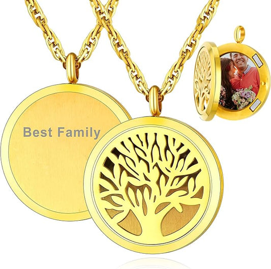Supcare Locket Necklace That Holds Pictures-Engraved Photo Pendant Custom Jewellery Gifts for Men Women (with Jewellery Gift Box)