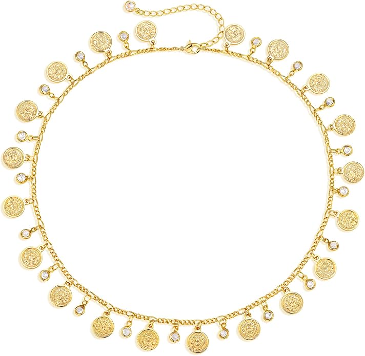MTMY Beaded Necklaces for Women 14K Gold Plated Dainty Colorful Green/Rose Beaded Pearl Choker Necklace Delicate Boho Choker Necklace Jewelry Gift