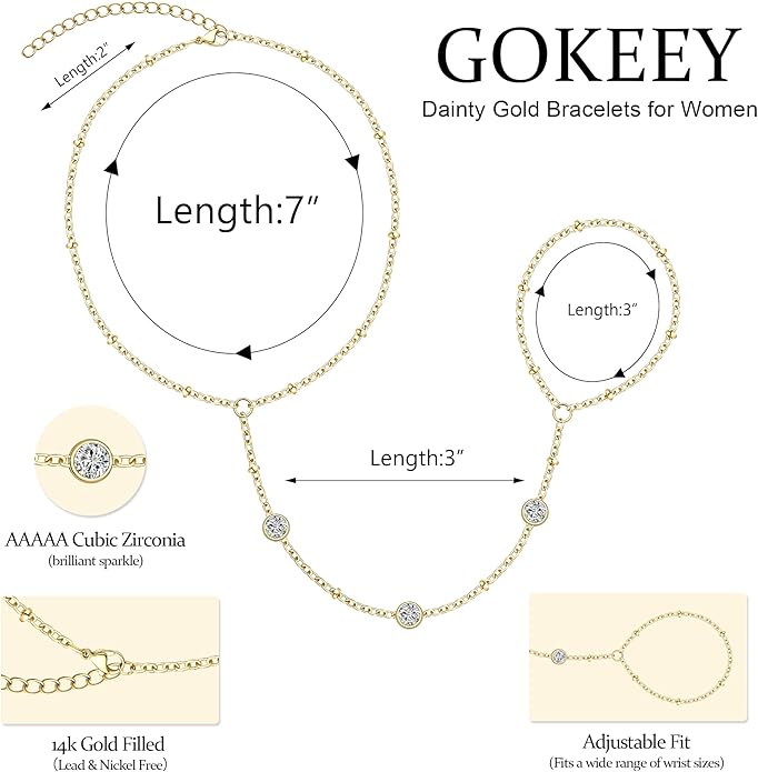 Gold Bracelets for Women Trendy,14K Gold Plated Dainty Stackable Paperclip Cuban Link Chain Bracelets, Simple Cute Cuff Bracelets Jewelry Set Adjustable 7"+2"