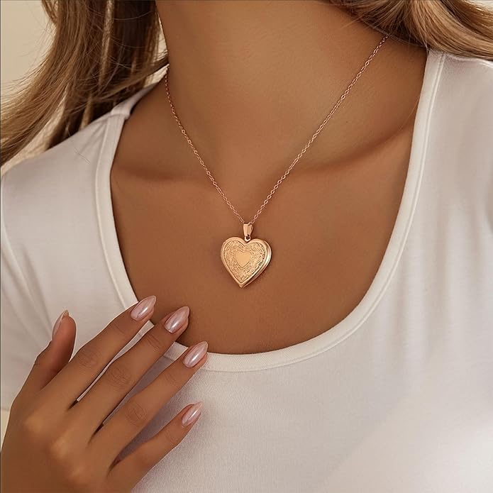 PHOCKSIN Personalized Locket Necklace for Women Photo Necklace with Customized Picture Birth Flower Birthstone New Years Gifts for Women