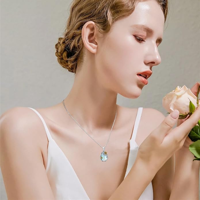 CHENGHONG Sunflower Necklace 925 Sterling Silver Tree of Life Necklace Daisy/Rose/Sunflower Pendant Necklace Sunflower Jewelry Gifts for Women Mom