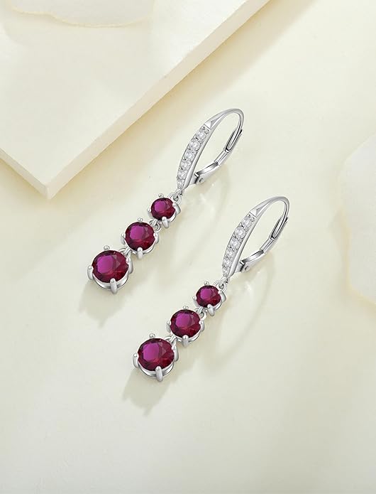 Starchenie Dangle Drop Earrings for Women 925 Sterling Silver Leverback Earrings Birthstone Jewelry