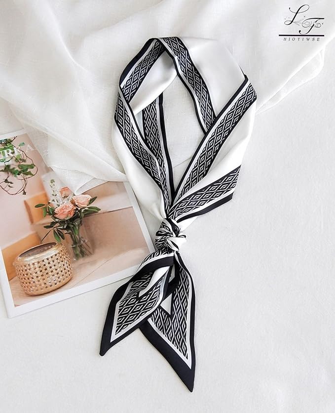 Hioyiwse Head Scarf Hair Neck Scarves For Women Purse Bag Scarfs For Handbags Silky Long Thin Satin Headscarf Fashion