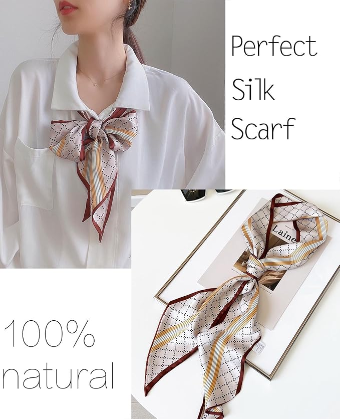 kcctoo 59" Mulberry Silk Like Head Scarf Women's Fashion Square Neck Satin Scarfs for Bag Hair Scarves Gift 59 * 5.9”