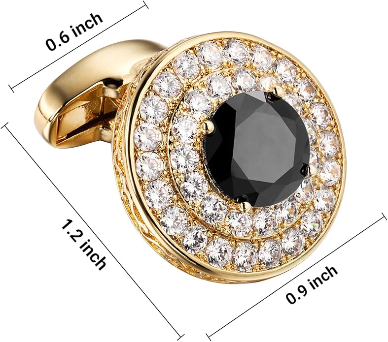HAWSON Cufflinks for Men, Gold Diamond Crystal Cufflinks for Groom Husband Personalized Gifts, Mens Formal Wedding Business Cufflinks, Luxurious Gorgeous Cuff Links French Shirt Accessories