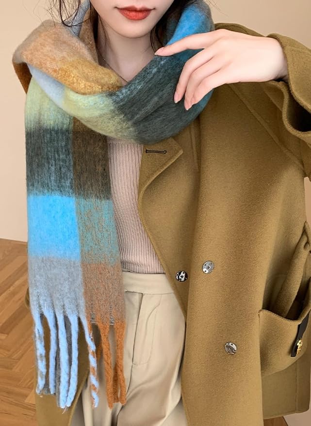 Wander Agio Winter Women Warm Scarf Long Shawl Large Scarves Cold Weather Thick Blanket Scarfs Colorful Plaid