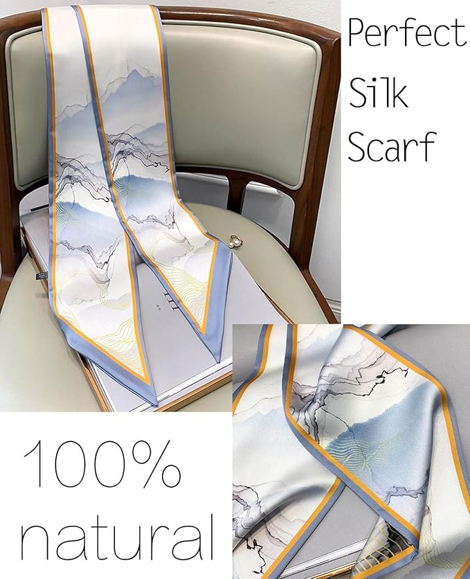 kcctoo 59" Mulberry Silk Like Head Scarf Women's Fashion Square Neck Satin Scarfs for Bag Hair Scarves Gift 59 * 5.9”