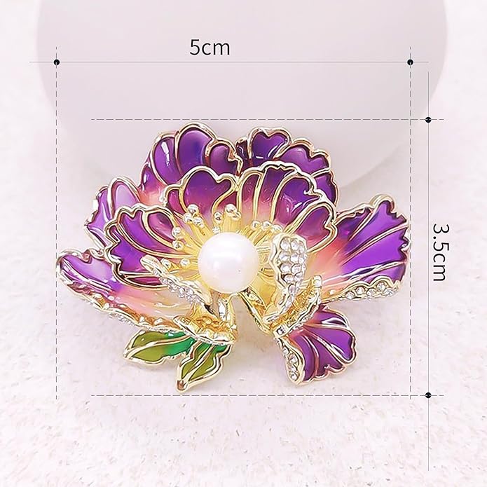Vintage Botanical Flower Brooch for Women - An elegant crystal - inlaid metal pin accessory suitable for dresses, jackets, and scarves