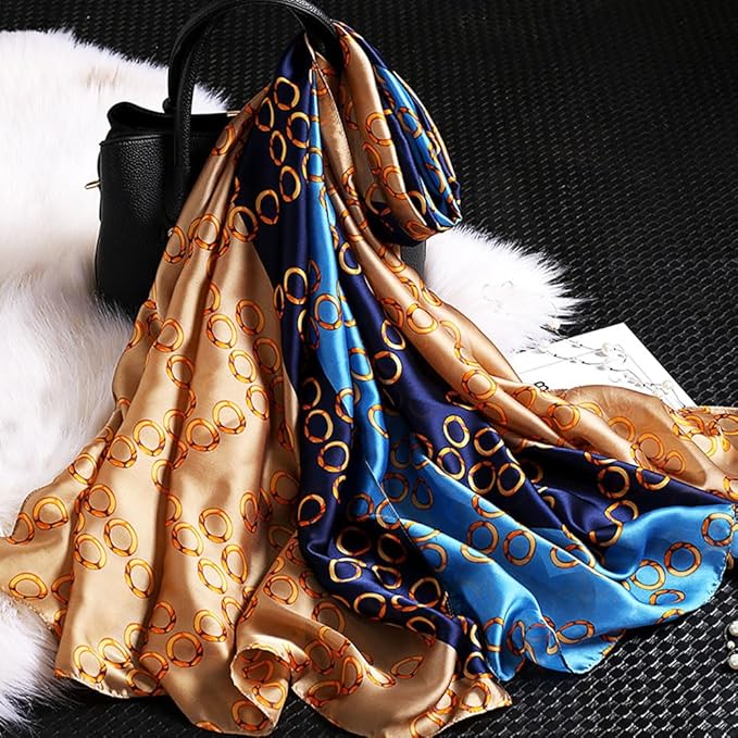 Clysoru Silk Scarf For Women Hair Scarves Lightweight Satin Elegant Shawl Wraps Bufanda Mujer Fashion Accessories 70.8"X35.4"