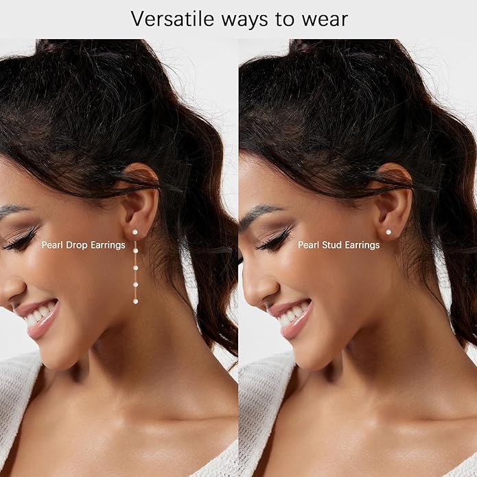 Lariat Gold Necklace for Women, Dainty Long Necklace 14k Gold Plated/Silver Y-Shaped Layered Beaded Chain Drop Necklaces for Women Trendy Simple Gold Jewelry for Women Gifts