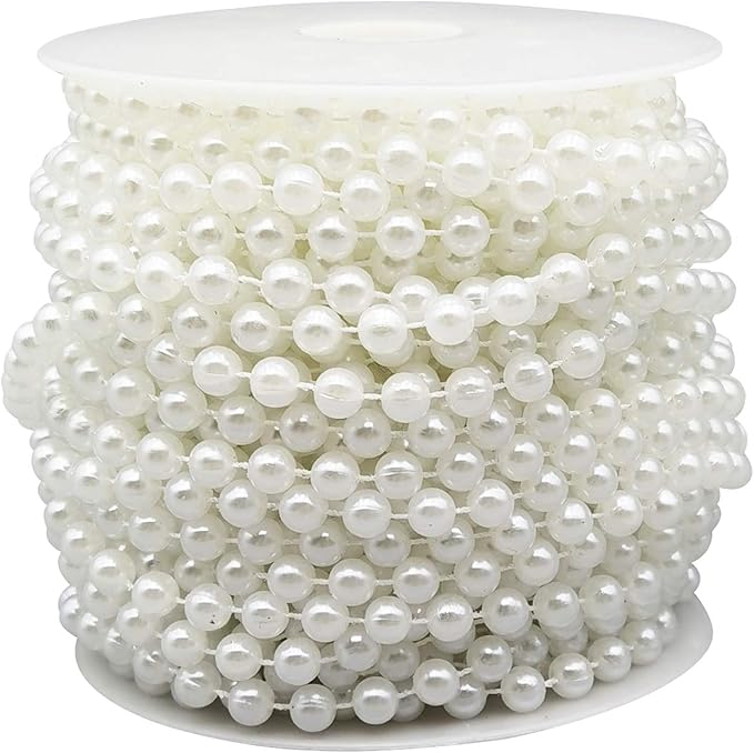 INSPIRELLE 6MM Ivory Faux Pearl Beads 18M Garland Pearl Bead Roll Strand for Wedding Party Decoration