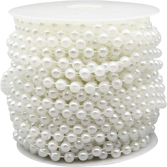 INSPIRELLE 6MM Ivory Faux Pearl Beads 18M Garland Pearl Bead Roll Strand for Wedding Party Decoration
