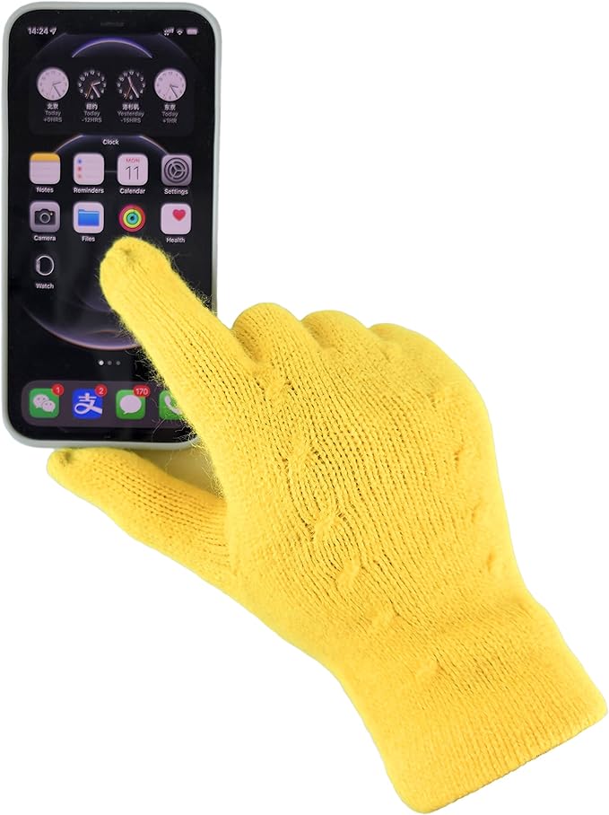 BRUCERIVER Women's Ultra Soft Knit Scarf & Glove Set Touchscreen Function Cable Design