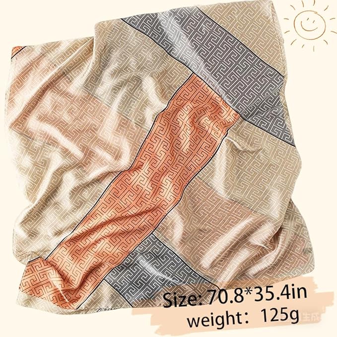 Clysoru Silk Scarf For Women Hair Scarves Lightweight Satin Elegant Shawl Wraps Bufanda Mujer Fashion Accessories 70.8"X35.4"