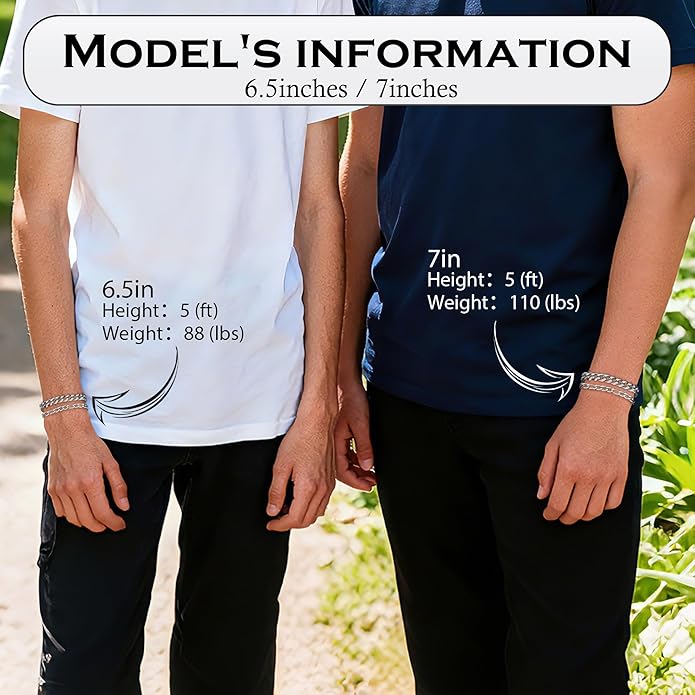 XIANNVXI 6pcs Stainless Steel Bracelets for Men Women Silver/Gold/Black Cuban Link Rope Paperclip Chain Bracelets Set 6.5/7/7.5/8.3/9 Inches Metal Bracelet Mens Fashion Accessories Jewelry Set