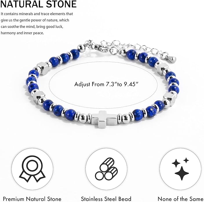 VIBILIA Cross Beaded Bracelets for Women, Inspirational Natural Heart Religious Bracelets for Women, Birthday Christian Gifts for Women on Thanksgiving Christmas Gifts