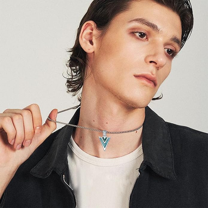 Suiknsn Arrowhead Necklace for Men Women 925 Sterling Silver Turquoise Malachite Celtic/Eye of Horus/Viking Arrow Pendant Amulet Jewelry Gifts Native American Necklace
